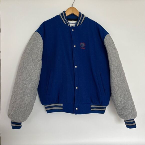VINTAGE 1980s SPALDING VARSITY TENNIS BOMBER JACKET LARGE - Picture 1 of 8